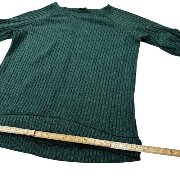 Chenault Womens Ribbed Knit Emerald Green Long Sleeve Top S - Picture 7 of 10